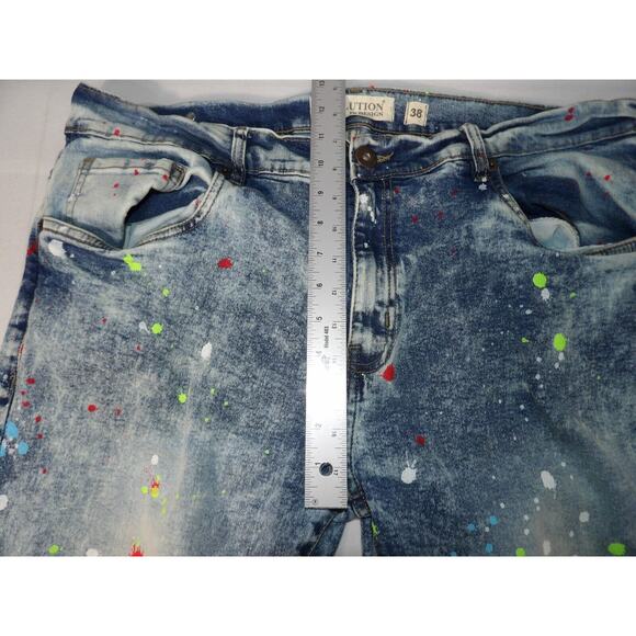 Evolution In Design 38 Jeans Men Paint Spatter Distressed Acid Wash Hip Hop Y2K - Picture 12 of 16